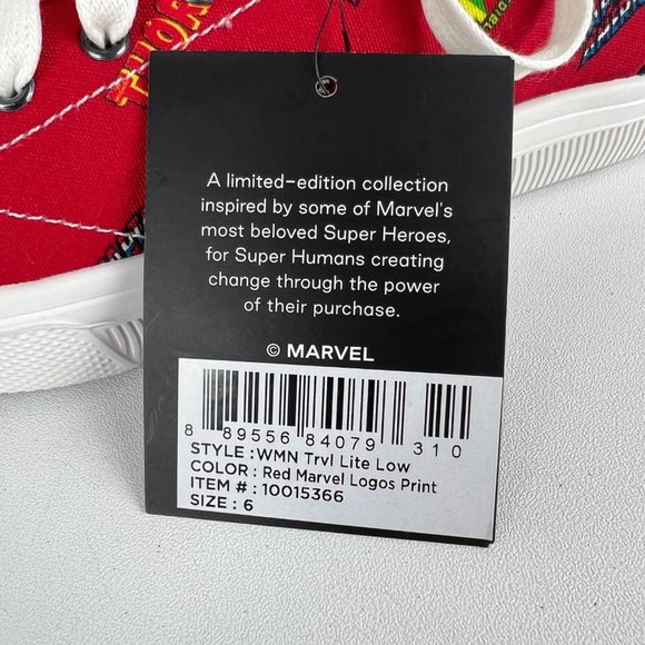 Toms X Marvel Travel Lite Womens Low AOP Marvel Logos Sneakers Red size 6 - Picture 16 of 16